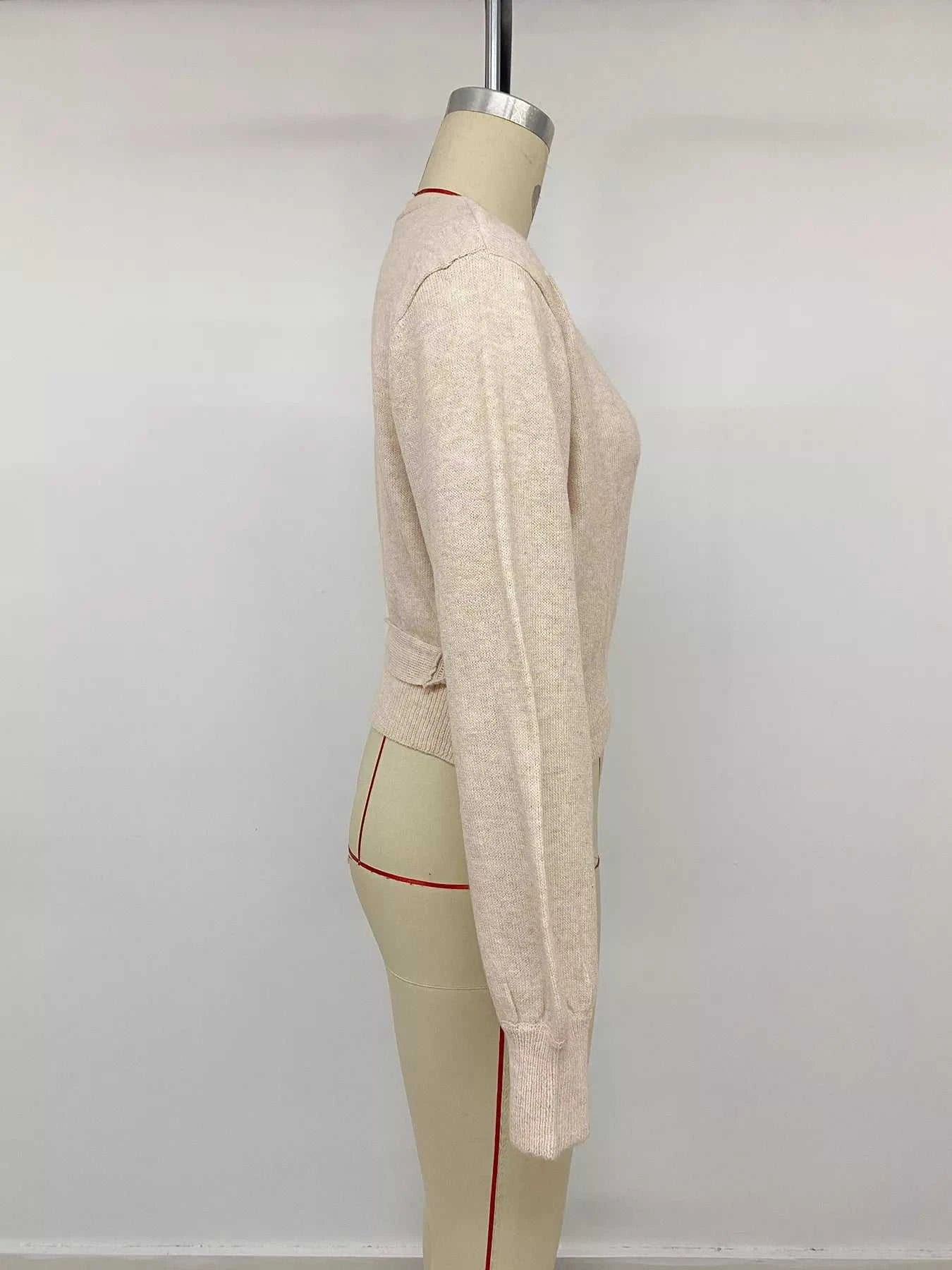 Tied Surplice Long Sleeve Sweater - GlowUp Garments