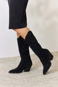 Forever Link Rhinestone Knee High Cowboy Boots - GlowUp Garments