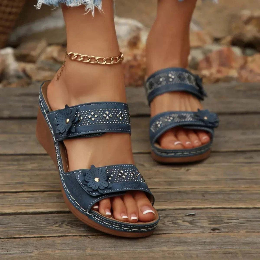 Open Toe Wedge Sandals - GlowUp Garments